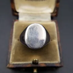 シンプル 装飾なし オーバル 925 シルバー ヴィンテージ シグネット リング 銀 指輪 メンズジュエリー Y26-H