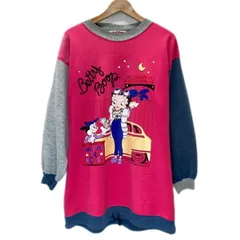 【中古】　BETTY BOOP　スウェット　長袖　トレーナー　クルーネック　裏毛　キャラクター　ベディ　プリント　裾ヒモ　オーバーサイズ　古着　/2010
