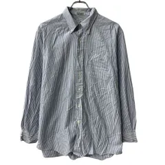 L.L.Bean 長袖 ストライプシャツ L ホワイト ブルー エルエルビーン ボタンダウン ストライプ柄 胸ポケット 長袖シャツ 春物 a804-6096のサムネイル
