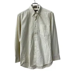 90s～ CHAPS RALPH LAUREN 長袖 無地シャツ M アイボリー チャップス ラルフローレン ボタンダウン 胸ポケット コットン 春物 a804-6121