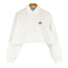 プラダ ロゴ エンブロイダリー ジャージー ポロシャツ 134690 レディース ホワイト PRADA【中古】 【アパレル・小物】のサムネイル