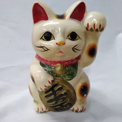 招き猫　猫　ネコ　16.8cm  古道具　昭和レトロ　アンティーク 【現状品】 W794