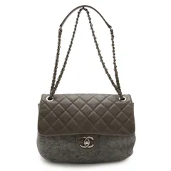 CHANEL シャネル マトラッセ パリ ザルツブルグ ショルダーバッグ チェーンショルダー ショルダーバッグ カーフキン カーキ グレー シルバー金具
