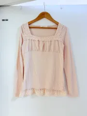 日本 ヴィンテージ Grove ピンク レース ロングスリーブ