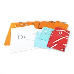 エルメス HERMES 13枚セット 紙袋 ショッパー ショップ袋 純正 付属品 ロゴ デザイン違い サイズ違い バカラ Baccarat / ディオール Dior / ティファニー TIFFANY & CO. オレンジ系