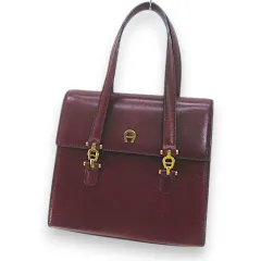 アイグナー AIGNER ハンドバッグ ボルドー レザー 手提げ
