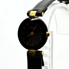 【稼動品】RADO ラドー クポール　ラウンド ブラック ゴールド RADO ラドー 129 4075 4N クォーツ クポール サファイヤクリスタル