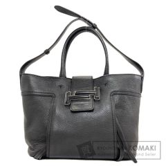 極美品】トッズ ダブルT 2way トートバッグ レザー シボ革 黒 肩掛け