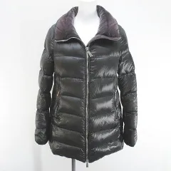 ムーレー MOORER DORADO-RGV ダウンジャケット ミディアム丈 40 灰系 グレー イタリア製 ジップアップ ポケット 裏地 無地