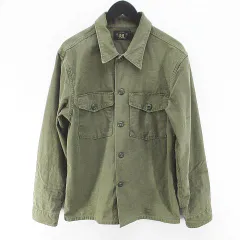 アールエルラルフローレン RL RALPH LAUREN カバーオール ミリタリージャケット シャツジャケット S 緑系 グリーン 胸ポケット 無地 ブルゾン