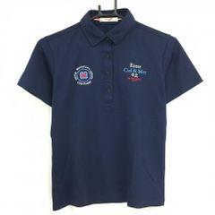 Marie Claire Sport Short-Sleeve Polo Shirt, Navy x Light Blue, Logo Embroidery, Women's Golf Wear