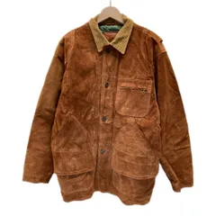【中古】　GOLDEN Bear　レザージャケット　革ジャン　アウター　スエード　シングルボタン　襟コーデュロイ　無地　リアルレザー　フロントポケット　USA製　古着　/1531