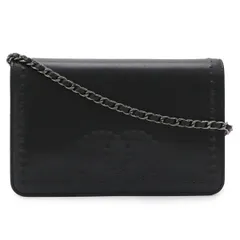 CHANEL シャネル ココマーク チェーンウォレット ショルダーバッグ ポシェット 斜め掛け レザー ブラック 黒 シルバー金具