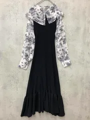 An MILLE アンミール オリジナル 花柄 ドッキング ワンピース 黒 ■◇ レディース