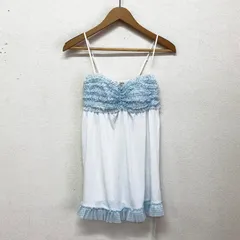 タグ付 ジェラートピケ ジェラピケ カップインキャミソール ギンガムチェックチュール フリル 白×水色 FREE