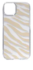 【新品未使用】iPhone15 Plus アイフォン15プラス クリア ハードケース ゼブラ柄（ベージュ）半透明透過 アニマル スマホケース スマホ 携帯ケース クリアケース