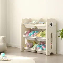 【送料無料】おもちゃ箱 3段 ラック おもちゃ収納 インナーボックス付 大容量 収納 子供用 おもちゃ収納棚 収納ラック 子供 キッズ スリム 子供部屋 子ども家具 ラック 棚 コンパクト 小物収納 かわいい 片付けが身につく知育家具のサムネイル