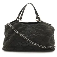 CHANEL シャネル マトラッセ ココマーク トートバッグ 2WAY チェーンショルダーバッグ スパークルレザー ブラック 黒 シルバー金具 A67045