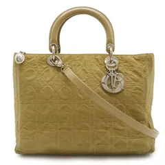 Christian Dior クリスチャン ディオール レディディオール カナージュ トートバッグ 2WAY ショルダーバッグ ナイロン パテントレザー ベージュ