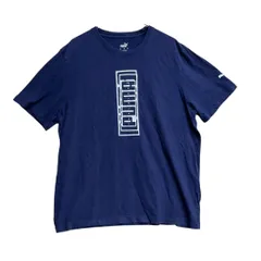 プーマ　メンズTシャツ　紺　XL　ロゴ　スポーツ　普段着　デザイン性【4093】