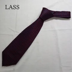 ラッス（LASS） ネクタイ 紺地 赤 幾何学柄 絹 【n3494】