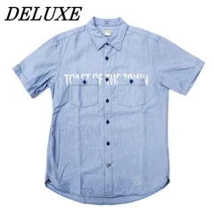 DELUXE デラックス 半袖シャツ シャンブレーシャツ L コットン LBLU/ライトブルーのサムネイル