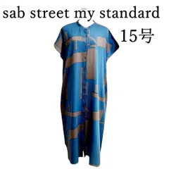 sabstreet my standard　サブストリートマイスタンダード 　バンドカラー前ボタン半袖シャツワンピース　ロングワンピース 羽織りワンピース   幾何学 ブルーグリーン 15号 3L 15号  大きいサイズレディース