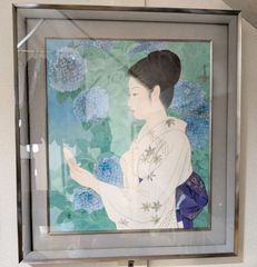 鶴田一郎【リリー】肉筆油彩画 - メルカリ