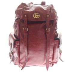 GUCCI (구찌) 리벨 타이거 캣헤드 GG마몬트 배낭 배낭 레드 가죽 526908 골드 쇠장식