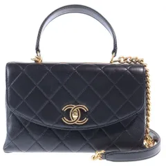 CHANEL (シャネル) トレンディCC トップハンドルバッグ 2WAYバッグ ショルダーバッグ チェーンバッグ ハンドバッグ ブラック ラムスキン ゴールド金具のサムネイル