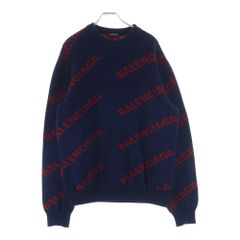 BALENCIAGA ロゴ 総柄 ニット セーター ブルー 正規品 L 18AW - メルカリ