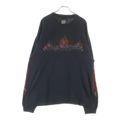 HARLEY DAVIDSON (ハーレーダビッドソン) 00S EAGLE FLAME L/S TEE PAT ROGERS SPEEDWAY イーグルフレーム 長袖Tシャツ カットソー ブラック
