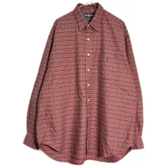 90年代 RALPH LAUREN ラルフローレン LOWELL SPORT 長袖シャツ チェック レッド(メンズ XL)中古 古着 X9726