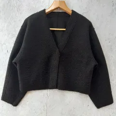 SELECT MOCA セレクトモカ カーディガン ショートカーディガン ブークレー Vネック オーバーサイズ ブラック Fサイズ ◎_◇〇のサムネイル