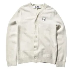 レディース Mサイズ 24fw コム・デ・ギャルソン PLAY ハートワッペン ニットカーディガン