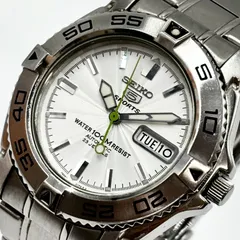 【稼動/極美品】SEIKO セイコー 5スポーツ ダイバーズ 腕時計 自動巻き 23石 逆回転防止ベゼル 10気圧防水 裏スケ メンズ