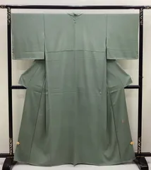 中古品　夏着物　夏色無地　きくじん色　絽袷　正絹　松尾光琳　裄68　R732