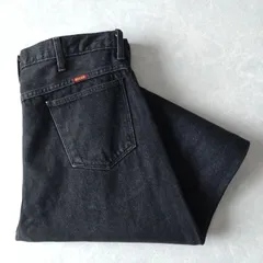 ■古着 RUSTLER ラスラー Wrangler ラングラー姉妹ブランド ブラックジーンズ デニムパンツ 先染めブラック 黒 W36L30【L6033】