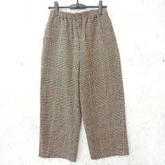 Samansa Mos2 サマンサモスモス ウールライク ストレートパンツ ワイド グレンチェック ナチュラル ブラック ブラウン Fサイズ ◎_〇◇☆