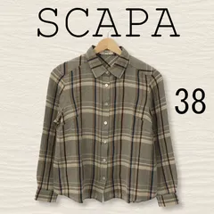 SCAPA スキャパ トップス シャツ ボタン付き レトロ カジュアル 長袖 レディース チェック 38のサムネイル