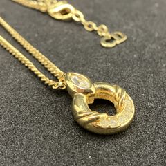 YSL イヴサンローラン ネックレス ドロップ ツイスト ラインストーン 