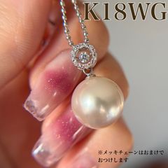 希少/K18WG✨テリ強/干渉色◎ 黒蝶ケシパール 芥子 ネックレス Au74