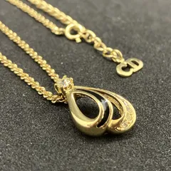 美品　Christian Dior　ディオール　ネックレス　ラインストーン　ゴールド系　1845