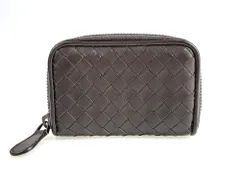 ボッテガ・ヴェネタ　BOTTEGA VENETA　イントレチャート　レザー　ラウンドファスナー　コインケース　コンパクトウォレット　小銭入れ　ブラウン　送料無料のサムネイル