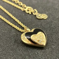 Christian Dior　ディオール　ネックレス　ラインストーン　ハート　ゴールド系　1851