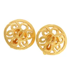 【本物保証】 箱付 超美品 シャネル CHANEL ココマーク イヤリング 95P ロゴ ヴィンテージ ラウンド CC