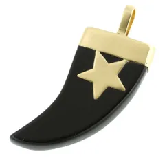 【本物保証】 鑑付 美品 スタージュエリー STAR JEWELRY ペンダントトップ K18YG ブラックカルセドニー 角 ホーン 星 スターのサムネイル