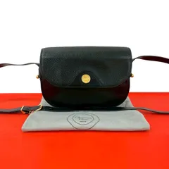 極 美品 Christian Dior クリスチャンディオール ヴィンテージ ロゴ 金具 レザー 本革 ショルダーバッグ ポシェット ブラック 黒 37814