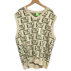 【中古】　HUF　ベスト　レイヤード　Vネック　ハイゲージ　総柄　ブランドロゴ　ストリート　古着　/4392のサムネイル