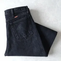 ■古着 RUSTLER ラスラー Wrangler ラングラー姉妹ブランド ブラックジーンズ デニムパンツ 黒 W36L32【L6035】